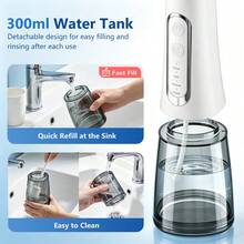 Hailicare Portable Water Flosser, 4 Modes, IPX7 Waterproof 300ML Water Flosser, Suitable For Home And Travel Teeth And Gum Cleaning, Type-C Charging, 2-Minute Auto Shut-Off And Smart Memory Function, Multiple Nozzles - White - View 4