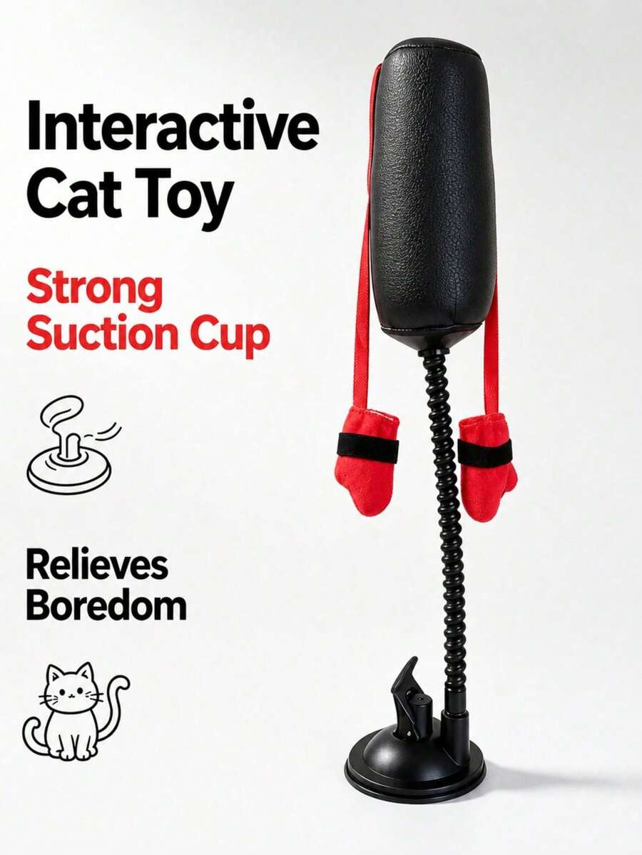 Cat Punching Bag Toy, Fun Cat Activity, Cat Exercise Toy With Hanging Boxing Gloves - Multicolor - View 1