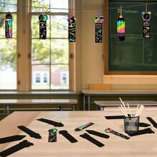 12pcs DIY Scratch Bookmarks Set, Cartoon Shape Scratch Paper Art Craft Kit For Kids Handmade Party Favors - A - View 5