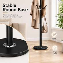 ERUIV 12-Hook Coat Rack, Tree-Shaped Metal Clothes Rack With Round Base, Freestanding Hallway Coat Stand For Jackets, Coats, Hats, Bags And Scarves, Suitable For Entryway, Bedroom And Living Room - 1 Black Coat Rack - View 7