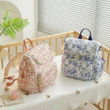 1pc Multifunction Large Capacity Ditsy Floral Mommy Backpack, Can Be Hung On Stroller - Multicolor - View 3
