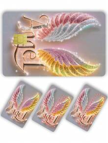 1pc "Angel" Official Credit Card Sticker Privacy Protection Card Skin, Angel Diamond Wings Holiday Gift PVC Material Anti-Fingerprint Anti-Scratch Wear-Resistant Card Sleeve Skin, Suitable For Small Chip Cards, Bank Cards, Credit Cards, Transit Cards, Student Campus Cards Personalized DIY - Multicolor - View 8