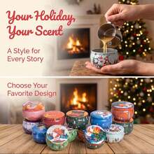 10PCS Portable Candle Jars, Assorted Designs, With Lids, Christmas-Themed, Colorful, Heat-Resistant, Leak-Proof, And Versatile. - C5-10PCS Random Pattern - View 8