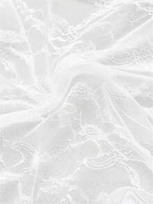 White Floral Lace Fabric Transparent Mesh Tulle, Vintage Floral Hollow Lace Fabric, Suitable For Wedding Dress, Curtains, Tablecloth, Photography Background, DIY Sewing Crafts, Bridal Veil, Clothing Decoration, Soft Transparent Lace Material, Sold By Yard - 1 - View 5