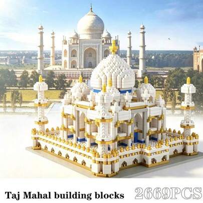 Juego de bloques de construcción de la Torre de Pisa inclinada de 1400+ piezas, bloques de construcción del Taj Mahal y el Castillo de Neuschwanstein, modelo de ensamblaje de arquitectura mundialmente famosa, juguete para adultos de alta dificultad con micropartículas, decoración de escritorio, regalo de cumpleaños, juguete de bloques de construcción para aliviar el estrés, regalo festivo