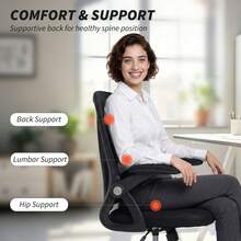 Mesh Office Chair With Foldable Backrest - Light On-Site - Black + Mesh - View 4