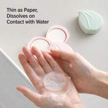 Double-Layer Floral Scented Disposable Soap Paper/Soap Sheets Box, Dual-Layer Dual-Scent Design With Silicone Hanging Rope, Convenient For Carrying And Using For Hand Washing Outdoors Or During Travel, Quickly Dissolves In Water, Suitable For Daily Commute, Travel Or Outdoor Waterless/Public Place Hygiene Cleaning - Multicolor - View 8
