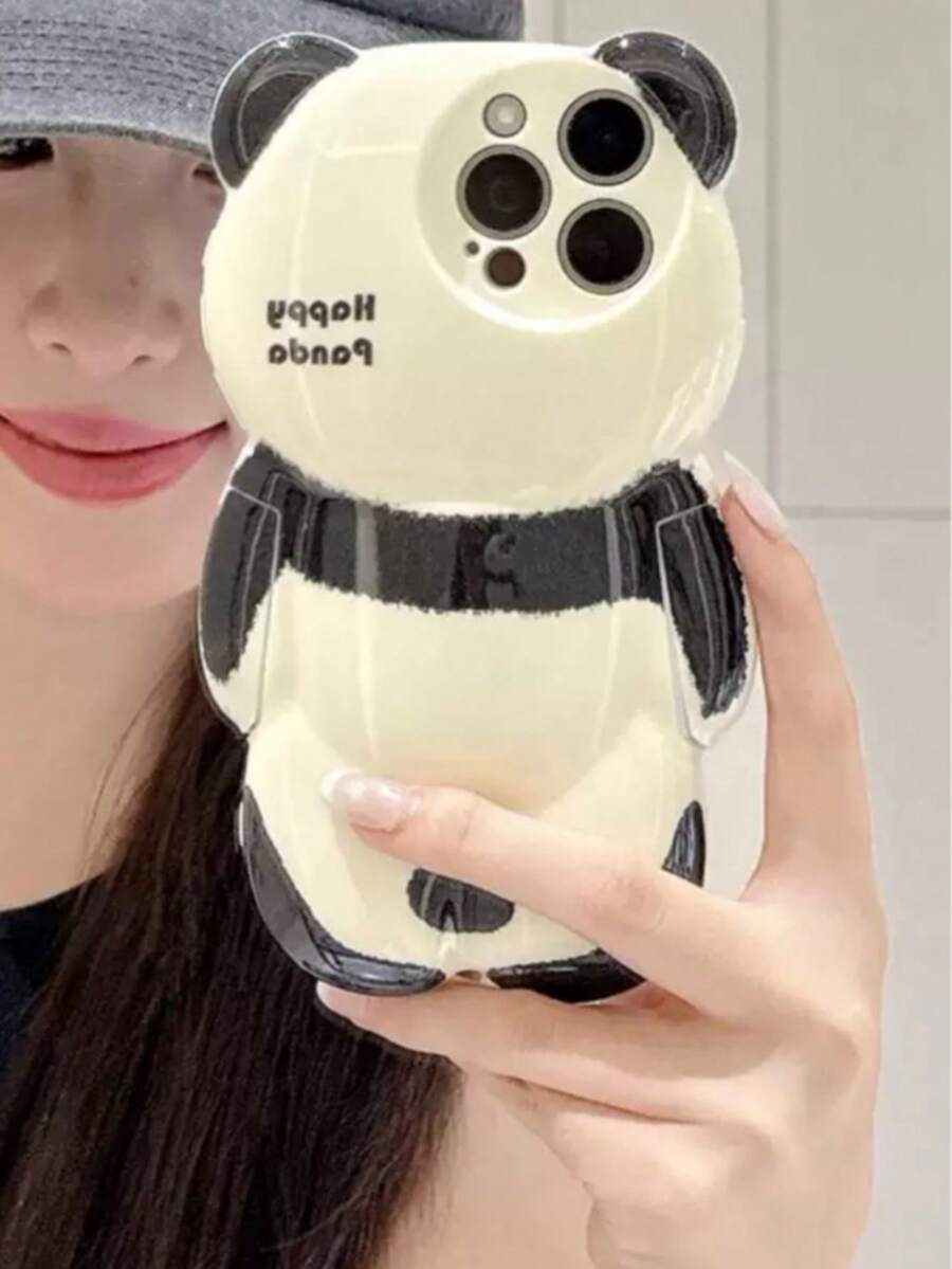 Ins 卡通可愛招財貓矽膠手機殼,適用於 Apple 14、15 Pro Max、12、11、13 Plus,新年女性極簡小眾趣味高級防摔保護殼 - 黑與白 - 查看 1
