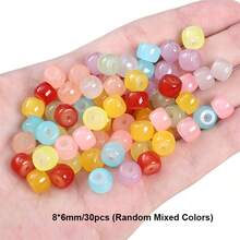 30pcs 8*6mm Retro Imitation Jade Glass Cylinder Loose Beads, Handmade DIY Jewelry Accessories, Spacer Beads For Bracelet Necklace Earring Craft Making - 8*6mm Glass Tube Beads - View 8