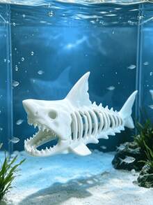 New 3D Printed Shark Skeleton Aquarium Decoration, Mini Fish Tank Decor, Animal Hiding Cave, Shark Fossil Hideout Fish Tank Landscaping, Suitable For Various Sizes Of Fish Tanks - Happy Aquarium - View 1