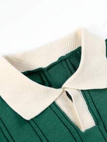 1 buah Atasan Rajut Lengan Panjang Minimalis Gaya Vintage Amerika untuk Anak Perempuan Remaja Musim Gugur/Dingin - Dark Green - View 5