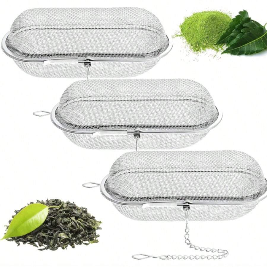 1件/2件/3件/4件 可重複使用不鏽鋼香料與火鍋調料濾網，廚房用具，適用於節日、海灘、派對、旅行、食物、烹飪、露營 - 銀色 - 查看 1