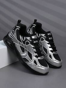 Plus Size Couple Shoes Fashion Casual Men's Shoes, Classic Fashion Men's Sports Shoes Lace-Up Running Shoes, Personalized Men's Casual Street Sports Shoes - Black - View 4
