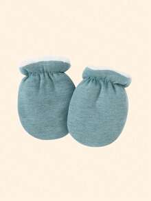 1 Pair Solid Color Anti-Scratch Warming Gloves For 0-6 Month Newborn Babies, Extra Soft & Thick, Suitable For Daily Wearing In Winter - 1Pair - View 23