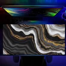 Luckybutterfly 1PC Black Gold Marble Large Mouse Pad, Luxury Agate Swirl Pattern Non‑Slip Extended Desk Mat For Gaming Office Keyboard - Black and White - View 6