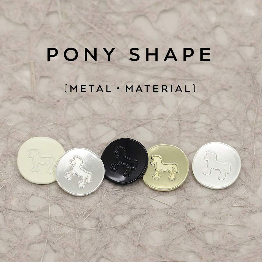 10 PCS 12/15/18/22mm 3D Edge Metal Buttons, High-Stem Buttons For Shirts, Suits, Asymmetrical Sewing, Knit Cardigans - 3D Border Pony - View 1