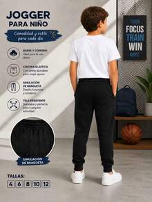 Pants Jooger Deportivo de Niño con Pretina envolvente comodo Baltic Blue - Negro - Ver 7