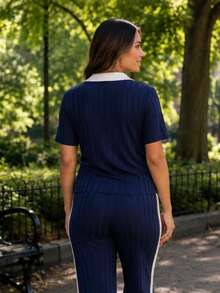 Maternity Sweater Co-Ords - Navy Blue - View 2