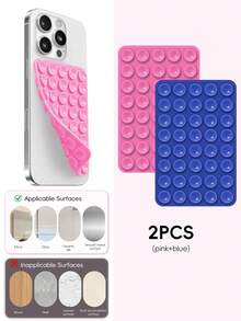 Double-Sided Silicone Suction Cup Phone Holder, Reusable Waterproof Non-Slip Phone & Tablet Suction Mount, Hands-Free Phone Stand, Suitable For Mirror, Glass, Tile, Self-Adhesive Phone Holder, For Makeup, Shower, Cooking, Video Recording - Multicolor - View 37