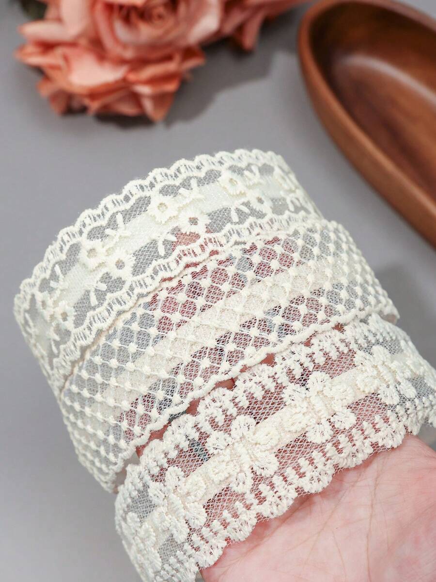 3件組多色花卉刺繡蕾絲髮箍 女款,精緻蕾絲飾邊時尚髮箍 - 彩色 - 查看 1
