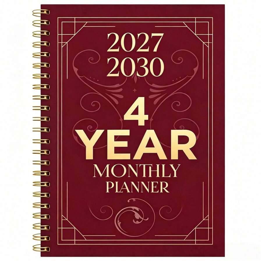 1PC A5 2027-2030 Monthly Schedule/Calendar - January 2027 - December 2030, 4-Year Monthly Schedule, Color Themed Cover Design Diary, Annual Calendar Planning - Multicolor - View 1