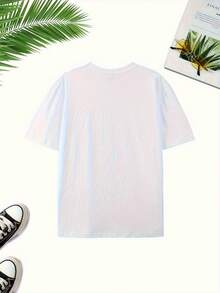 High-Weight Pure Cotton T-Shirt With A Round Neck, Creative Skull Print With Lettering On The Front And Back, Fashion Item. J2D6 - White - View 3