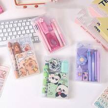 Cartoon Stationery Gift Set, Capybara Panda Multiple Notebooks, Multi-Color Pens, Correction Tape Combination, Student Back To School Gift - Multicolor - View 1