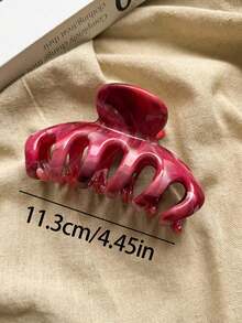 2pcs White Polka Dot & Burgundy Bone-Shaped Large Hair Claw Clips, Exquisite Plastic Material, Lightweight And Portable, Suitable For Daily, Casual, Party, Commute, Beach, Ponytail, Bun And Other Hairstyles, Perfect For Matching Makeup And Outfits. Beach Hair Clips/Vacation Hair Accessories Set - Multicolor - View 2