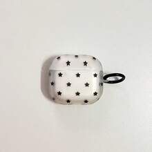 韓式半透明黑色星星+圓圈耳機保護殼，適用 5 新 Pro 3，Pro 2/Pro，可愛 Apple 4 極簡 3 個性化 1/2 代女生耳機保護殼，春夏耳機殼/生日禮物/節日禮物 - 無色 - 查看 3