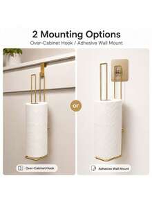1pc Modern Luxury Metal Paper Towel Holder, Multi-Function Long Wall-Mounted Storage For Kitchen, Bathroom, Home Cabinets And Daily Home Organization - Multicolor - View 3