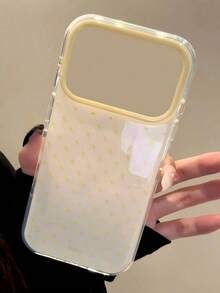 可愛粉色波點圖案亮面果凍手機殼，適用於 iPhone 17 Pro Max 16 Pro Max 17 16 15 14 13 12 Pro Max 11，可愛防震軟背蓋 - 黃色 - 查看 2