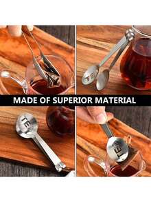 1/4pcs Oval Letter Creative Stainless Steel Tea Infuser Spoon Integrated Tea Set - Silver - View 3