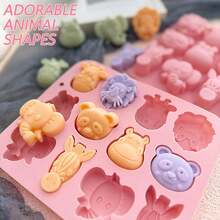 1 Pack Animal Silicone Molds For Chocolate Candy Jelly Cute Panda Lion Elephant Hippo Shapes Versatile DIY Tools For Cake Decorating Soap Candle Making Ice Cubes - Multicolor - View 6