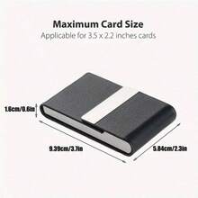 1 Business Card Holder, PU Leather Business Card Case, Unisex, Ultra-Thin Metal Business Card Holder, Magnetic Closure, Back-To-School Essential - Multiple Styles - View 5