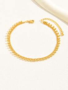 1pc Beach Vacation Style Beaded Tassel Anklet, Casual Everyday Seaside Travel Accessory - Yellow Gold - View 2
