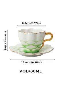 DearDali 2pcs (1cup+1saucer) 80ML Gradient Gold Rim Petal Ceramic Cup And Saucer Set, French Style Teacup, Luxury Porcelain Cup, Exquisite Lace Tableware, Arabic Coffee Cup, Suitable For Coffee Or Tea, Fun Gift Cup For Friends - Multicolor - View 4