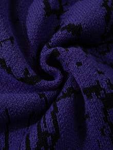 ANDREILEE Men's New Halloween Autumn Winter Casual Loose Minimalist V-Neck Button-Up Cardigan Sweater With Cute Cartoon Pattern And English Letter, Long Sleeve Knit Jacket - Purple - View 11