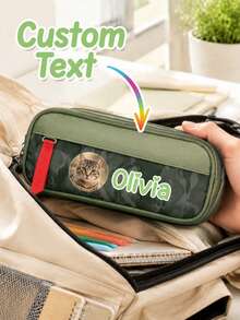 Personalized Double-Layer Pencil Case, Custom Text Pencil Storage Bag - Personalized Stationery Organizer With Customizable Name, Personalized Double-Layer Pencil Case, Customized Large Capacity Pencil Case, Customized Large Capacity Pencil Case - Multicolor - View 3
