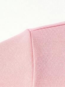 1pc Tween Girl Tween Girl Autumn/Winter Solid Color Zip-Up Hooded Sweatshirt Jacket, Loose Cute Sweet Casual Versatile Outerwear Top - Pink - View 4