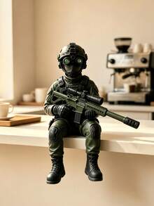 Figur Aksi Prajurit Taktis Mini Pasukan Khusus Posisi Duduk Model Militer dengan Kacamata Penglihatan Malam dan Senapan Sniper Model Senjata Hiasan Meja Patung Koleksi Dekorasi untuk Rumah Kantor Rak Buku Pajangan Hadiah Penggemar Game - A2 - View 2
