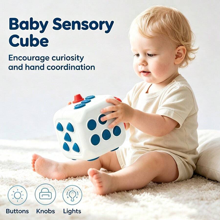Baby Busy Ball Early Education Children Hand-Grip Ball Educational Sensory 6-Sided Dice Soothing Toy