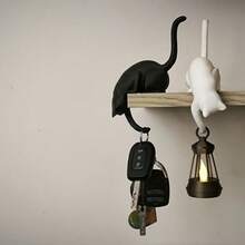 1pc Creative Hanging Cat Figurine, Cat Statue With Tail Hook Design For Desk Edge, Cute Home Bookshelf Decor, Can Hang Keys, Small Lanterns, Succulent Pots, Suitable For Bookshelf And Desk, Perfect New Year, Valentine's Day Gift - Multicolor - View 4