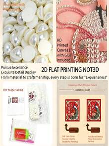 30*40cm Frameless Canvas Colorful Pearl Painting, DIY Rhinestone Sticker Decor Art. High Gloss Round Pearl Beads, Thickened Waterproof Printed Canvas. Suitable For Parents And Children And Team Building Activities Stress Relief Craft, Home Leisure DIY Decoration - A - View 4