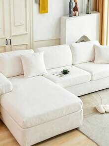 1/2/3/4pcs Latex Velvet High Elasticity Full Coverage Thickened All-Season Sofa Headrest Cover, Suitable For Living Room, Bedroom, Hotel And Home Decor - White - View 2