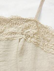 Women's Spaghetti Strap Lace Trim Elegant Summer Dress, Suitable For Wedding Guest, Evening Party, Graduation Ceremony - Khaki - View 9