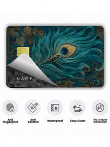 1pc Peacock Pattern Credit Card Cover Sticker Protective Card Sleeve, PVC Material Anti-Fingerprint Durable Scratch-Resistant Wear-Resistant Skin, Party Birthday Gift, Suitable For Men And Women, Small Chip Card, Bank Card, Credit Card, Transit Card, Key Card, Student Campus Card Personalized DIY, Privacy Protection - Multicolor - View 3