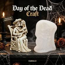 Cubulo 1PC/2PCS Skull Couple Gothic Silicone Resin Mold, Relief Flexible Tear Resistant Silicone, Smooth Easy Demold Casting Mould, Halloween DIY Craft For Gothic Ornament, Spooky Micro Landscape Decor & Handmade Festival Gift - 1PC Skeleton Couple Silicone Mold-wJ0199 - View 6