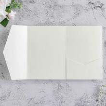 Wedding supplies, invitation cards 25入三折口袋式婚禮邀請函封面，訂婚、XV生日、洗禮簡單邀請函信封，DIY邀請函，5*7英吋口袋式客製化邀請函 - 藏藍色 - 查看 3