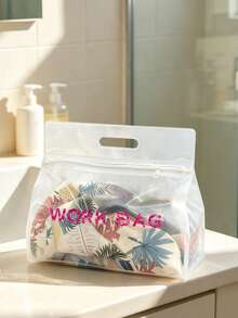 WORK BAG 手提收納袋 PVC 防水盥洗包 大容量化妝包，可用作通勤文件袋、健身收納袋、商務出差旅行盥洗包、雜物手提包，適合上班族、健身愛好者、學生、商務旅客，適用於中秋節、國慶日、新工作、生日禮物，結合化妝品收納、文件收納、泳衣收納、盥洗用品分裝、通勤、健身、短途旅行、宿舍等多場景防水透明手提包 - 彩色 - 查看 3