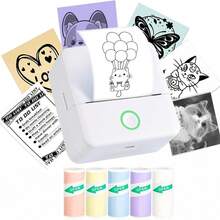 Mini Printer Portable Inkless Thermal Sticker Printer, Can Print Photos, Notes, Receipts, Lists, Memos, Suitable For School, Home, Office Learning, Creative DIY Gifts - Multicolor - View 2